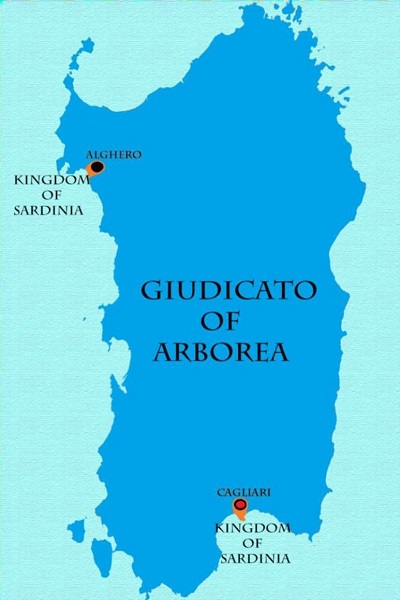 1376年　サルデーニャ島地図